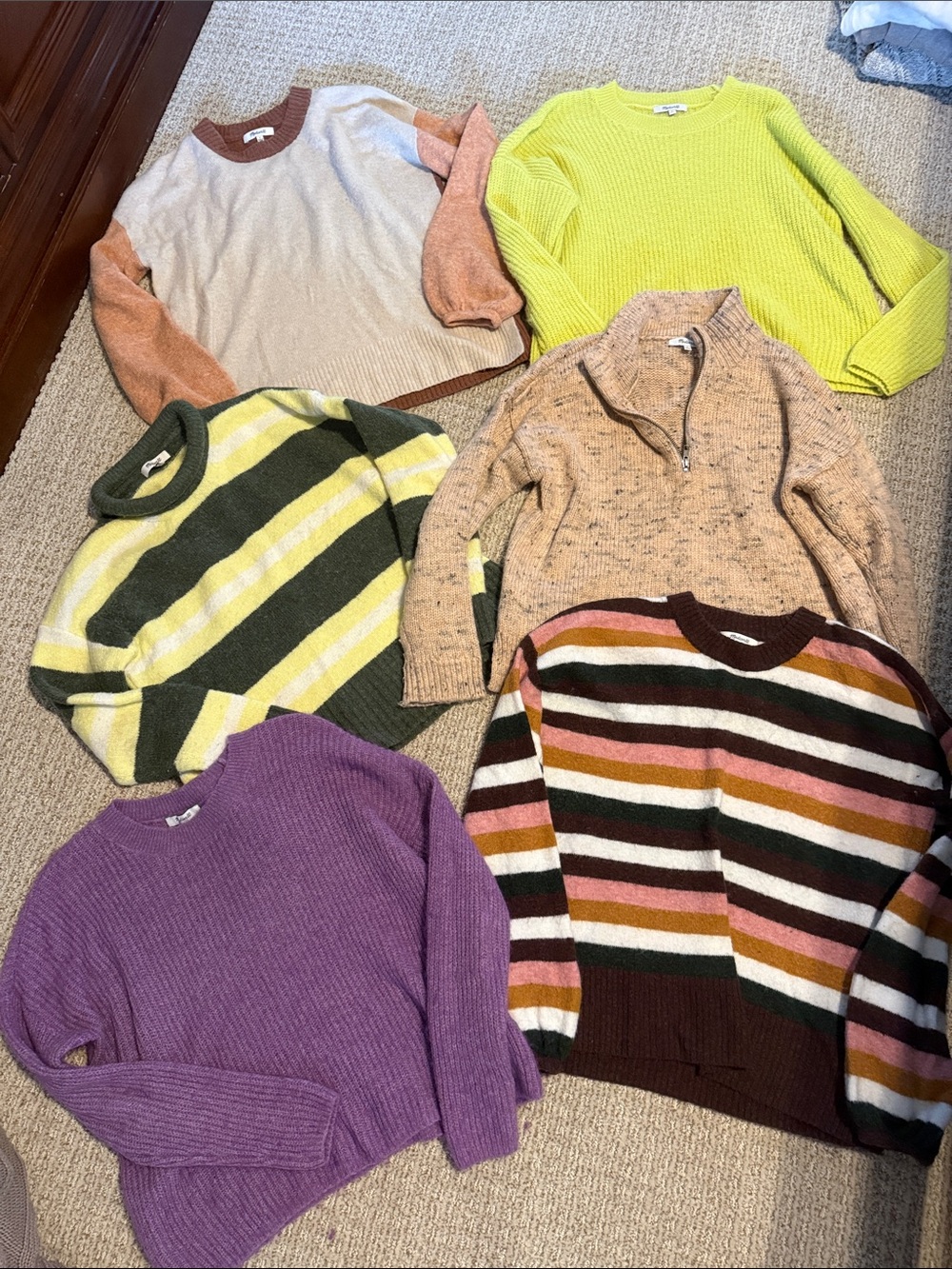Huge Madewell Sweater Lot 6 crewneck zip up roll neck stripes solids sz Small